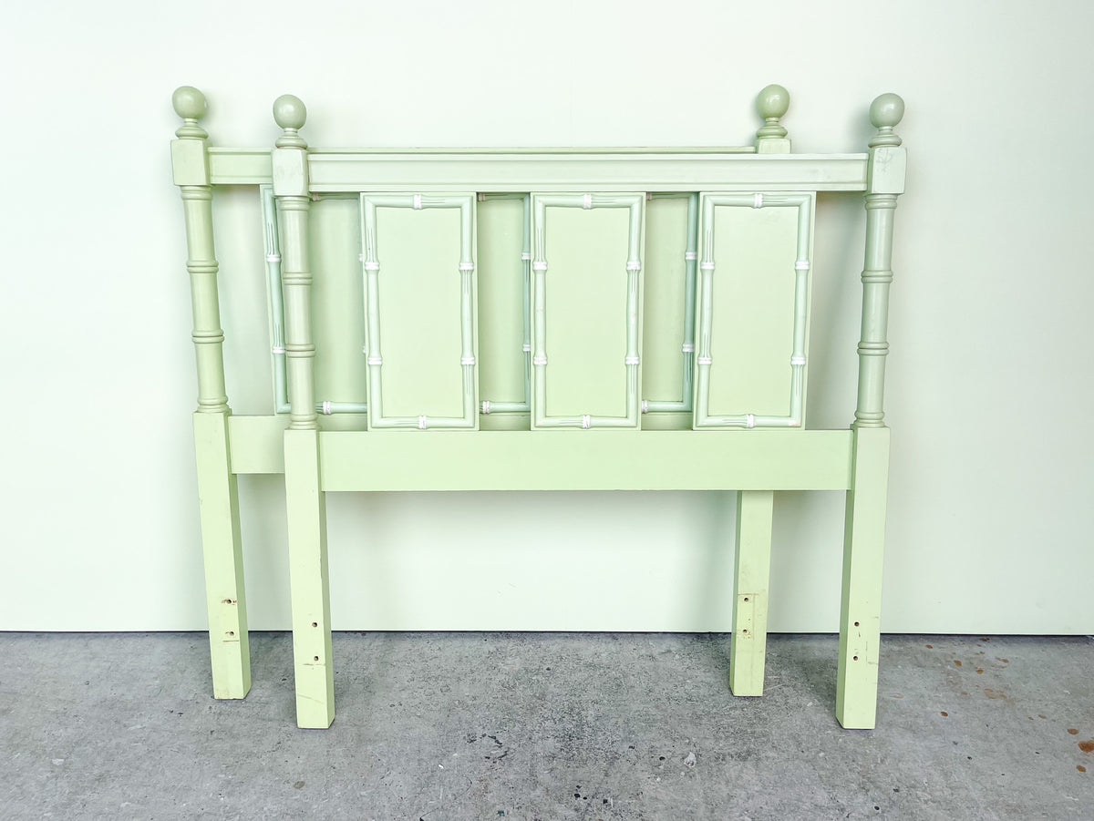 Pair of Seafoam Faux Bamboo Twin Headboards