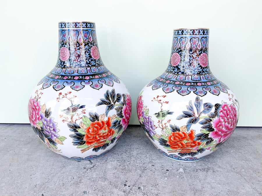Pair of Huge Floral Vases