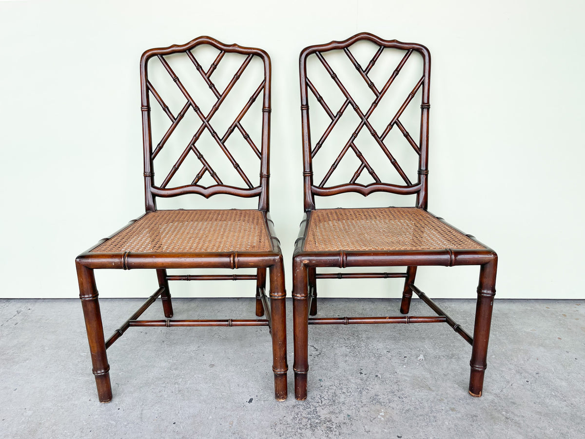 Pair of Faux Bamboo Chippendale Chairs