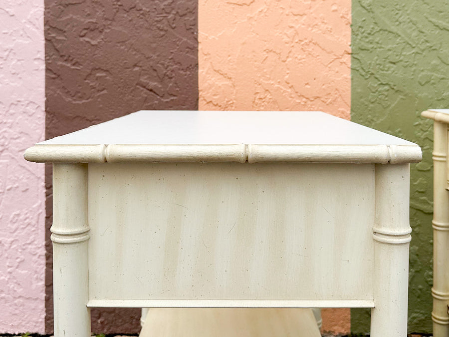 Pair of Thomasville Faux Bamboo Nightstands