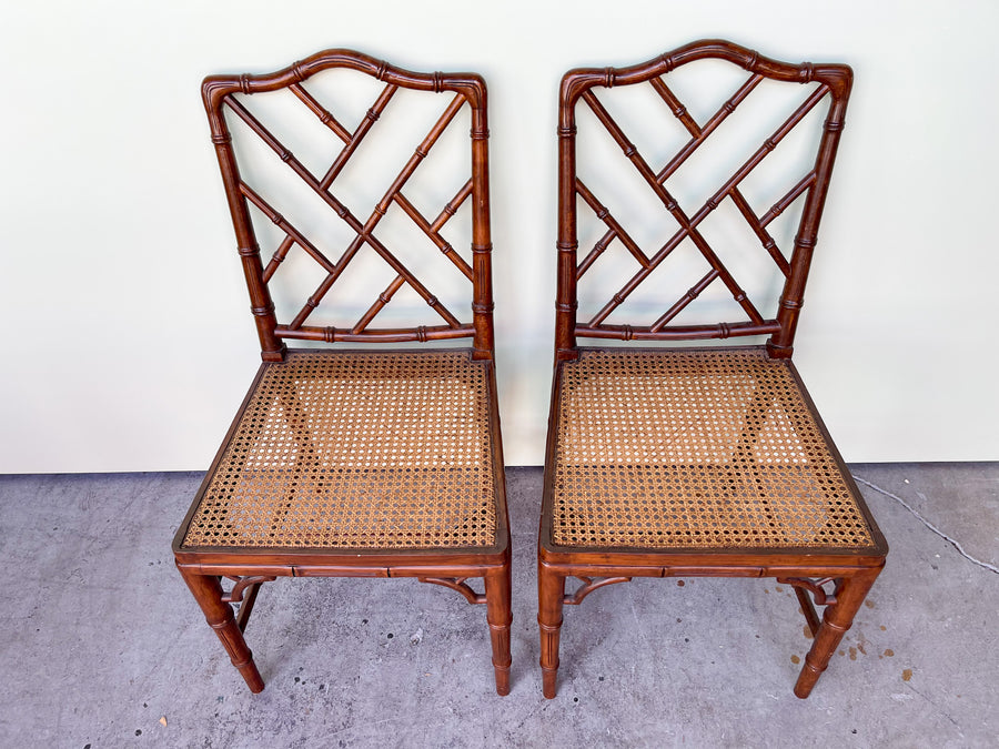 Pair of Faux Bamboo and Cane Chairs