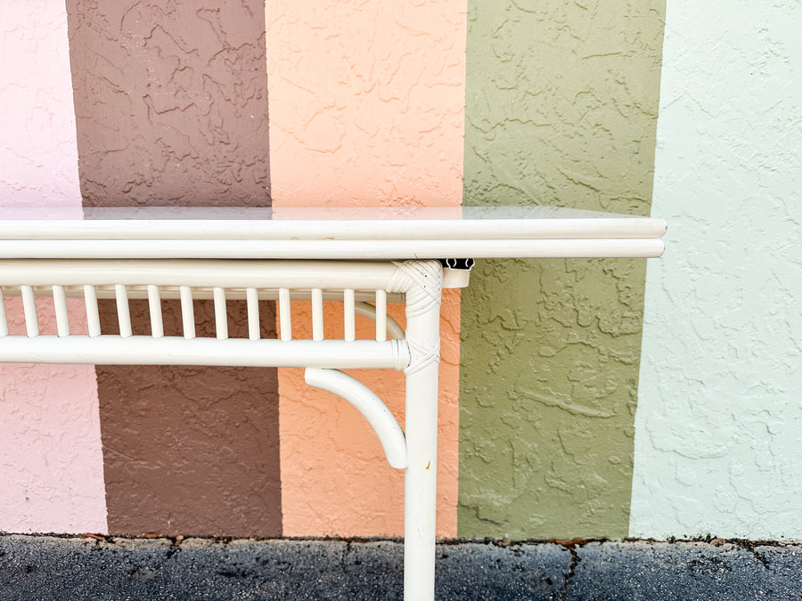 Painted Rattan Flip Top Console