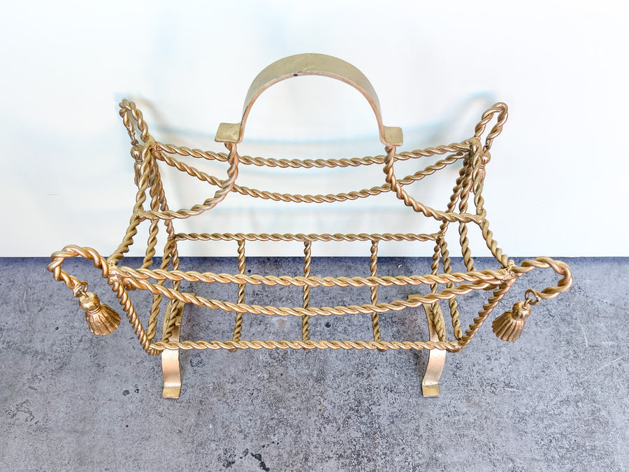 Hollywood Regency Tassel Magazine Rack