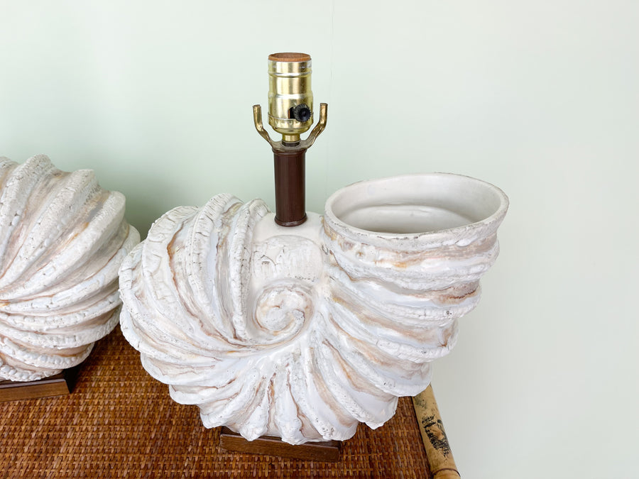 Pair of Coastal Nautilus Lamps