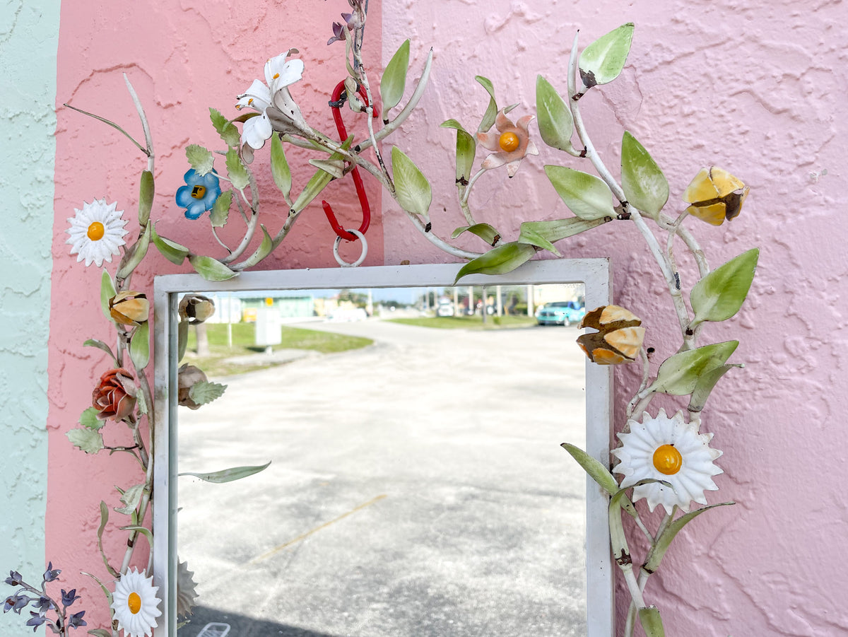 Fab Floral Tole Mirror