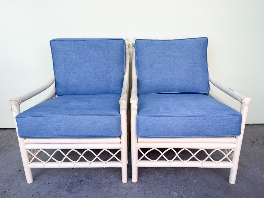 Pair of Ficks Reed Rattan Lounge Chairs
