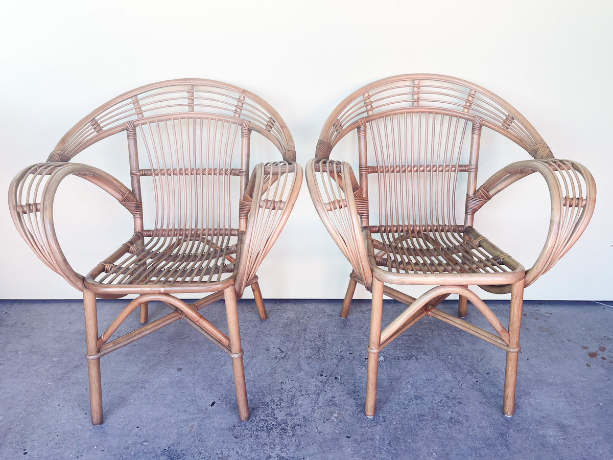 Pair of Cute Rattan Balloon Chairs