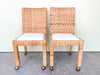 Pair of Rattan Side Chairs on Casters