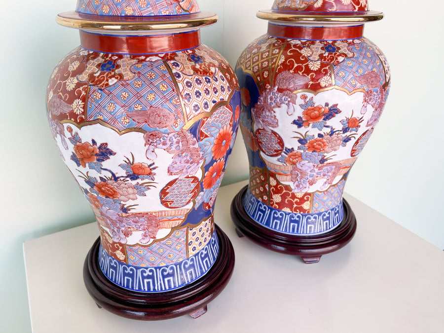 Pair of Cinnamon and Blue Ginger Jars