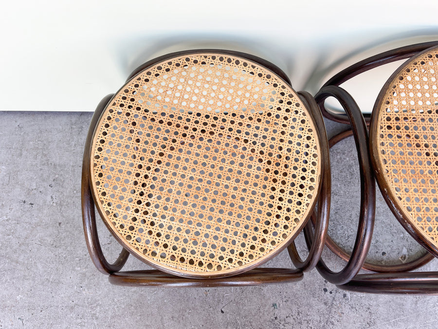 Pair of Cane and Rattan Side Tables