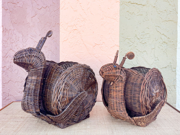 Pair of Wicker Snail Cachepots