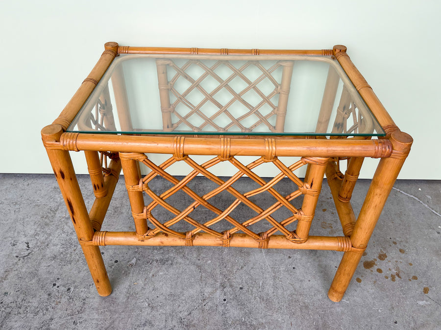 Pair of Ficks Reed Rattan End Tables