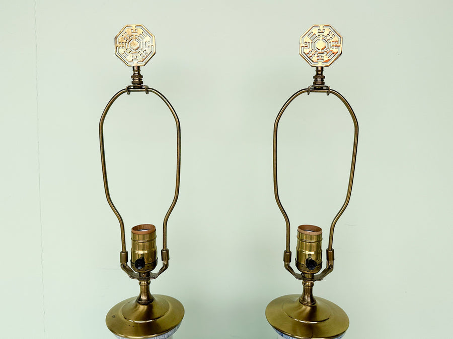 Pair of Blue and White Chinoiserie Lamps
