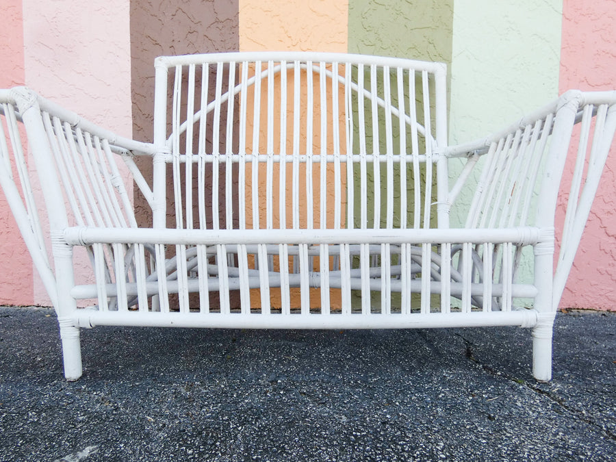 Stick Wicker Painted Loveseat