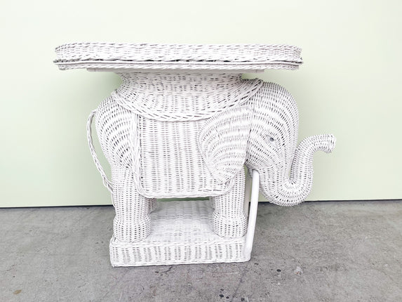 Trunks Up Wicker Elephant Garden Seat