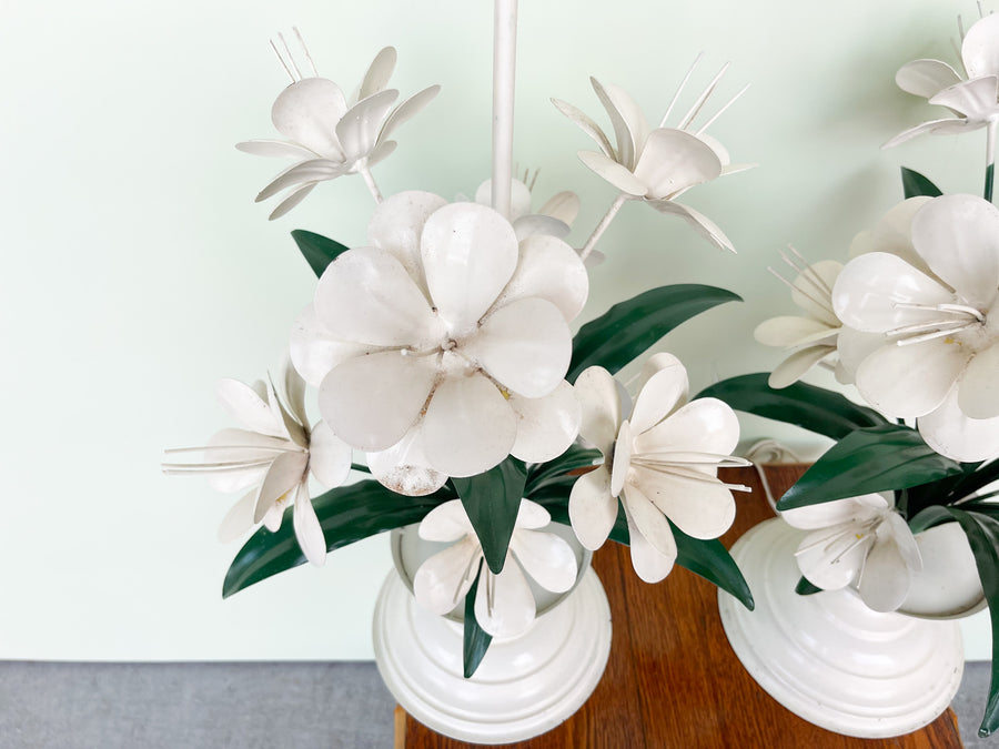 Pair of Floral Tole Lamps