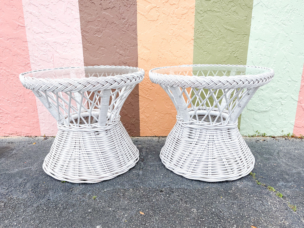 Pair of Braided Rattan Side Tables
