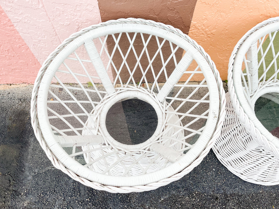 Pair of Braided Rattan Side Tables
