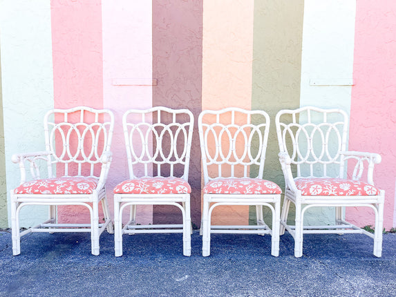 Set of Four Circle Back Rattan Chairs