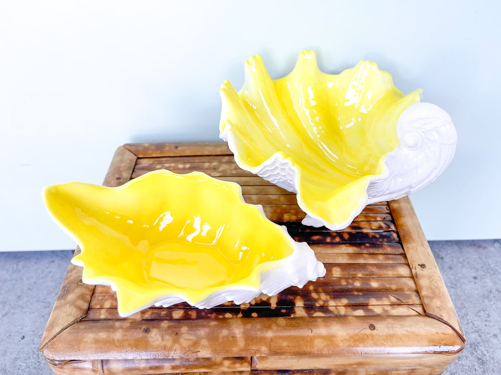 Pair of Fitz and Floyd Yellow Shell Dishes