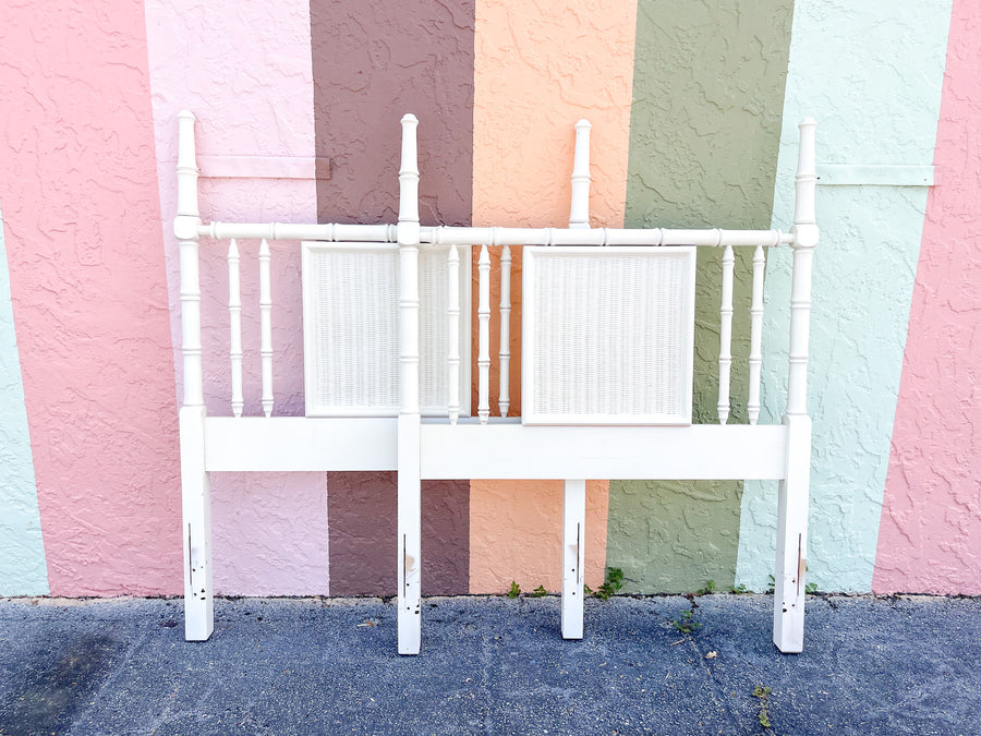Pair of Palm Beach Chic Faux Bamboo Twin Headboards