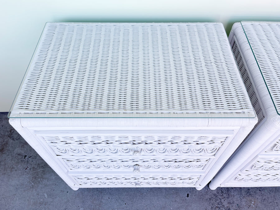 Pair of Wicker Chic Oversized Nightstands