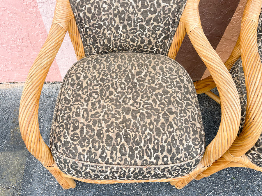 Pair of Fierce Twisted Rattan Arm Chairs