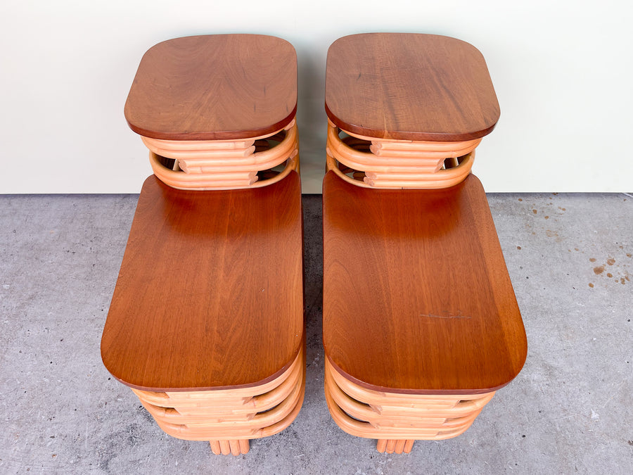 Pair of Frankl Style Rattan Side Tables