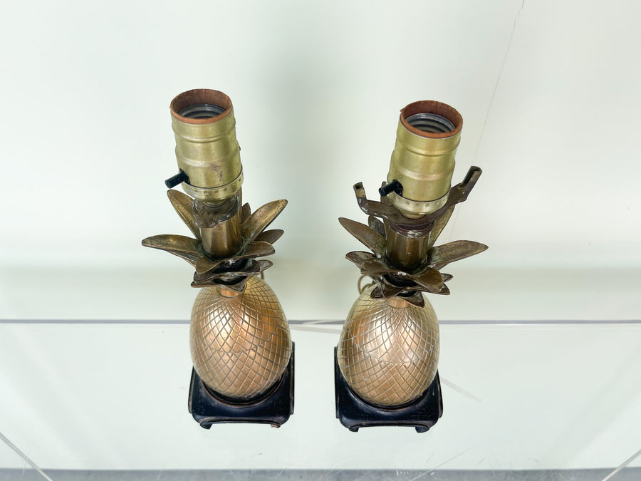 Pair of Petite Brass Pineapple Lamps