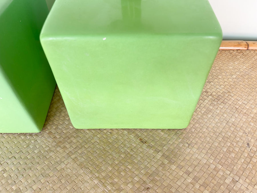 Pair of Lime Cube Lamps