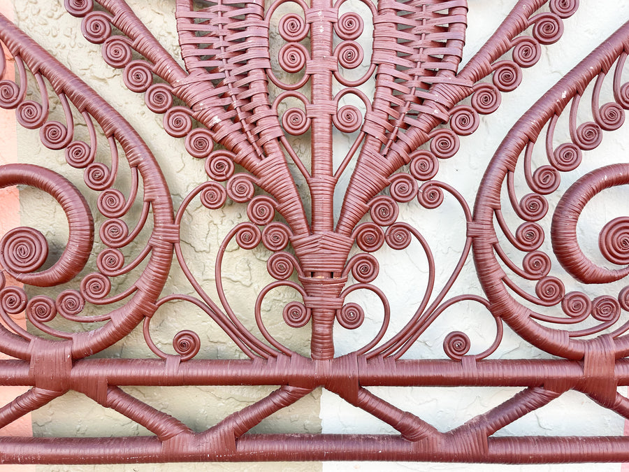 Pair of Fiddlehead Wicker Twin Headboards