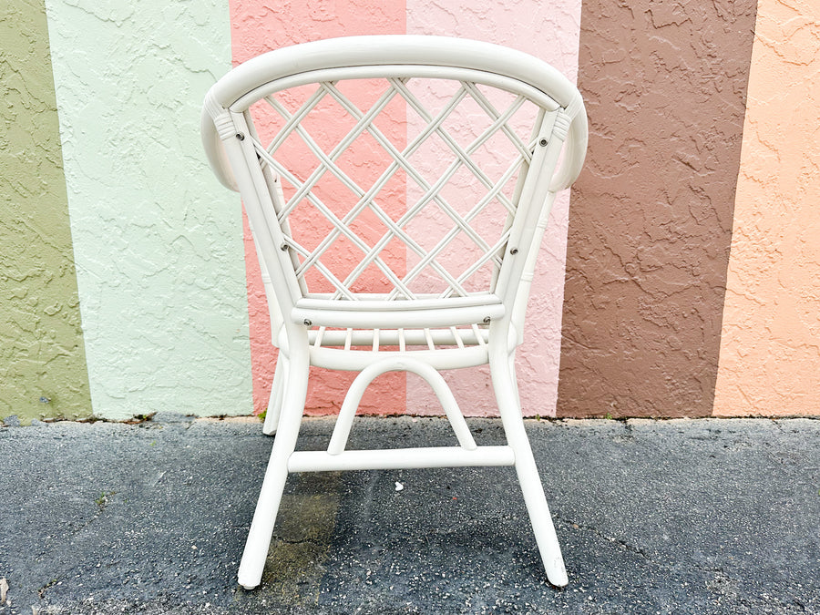 Pair of Rattan Lattice Love Chairs