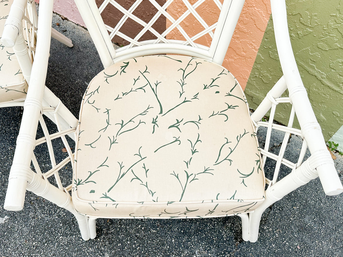 Pair of Rattan Lattice Love Chairs