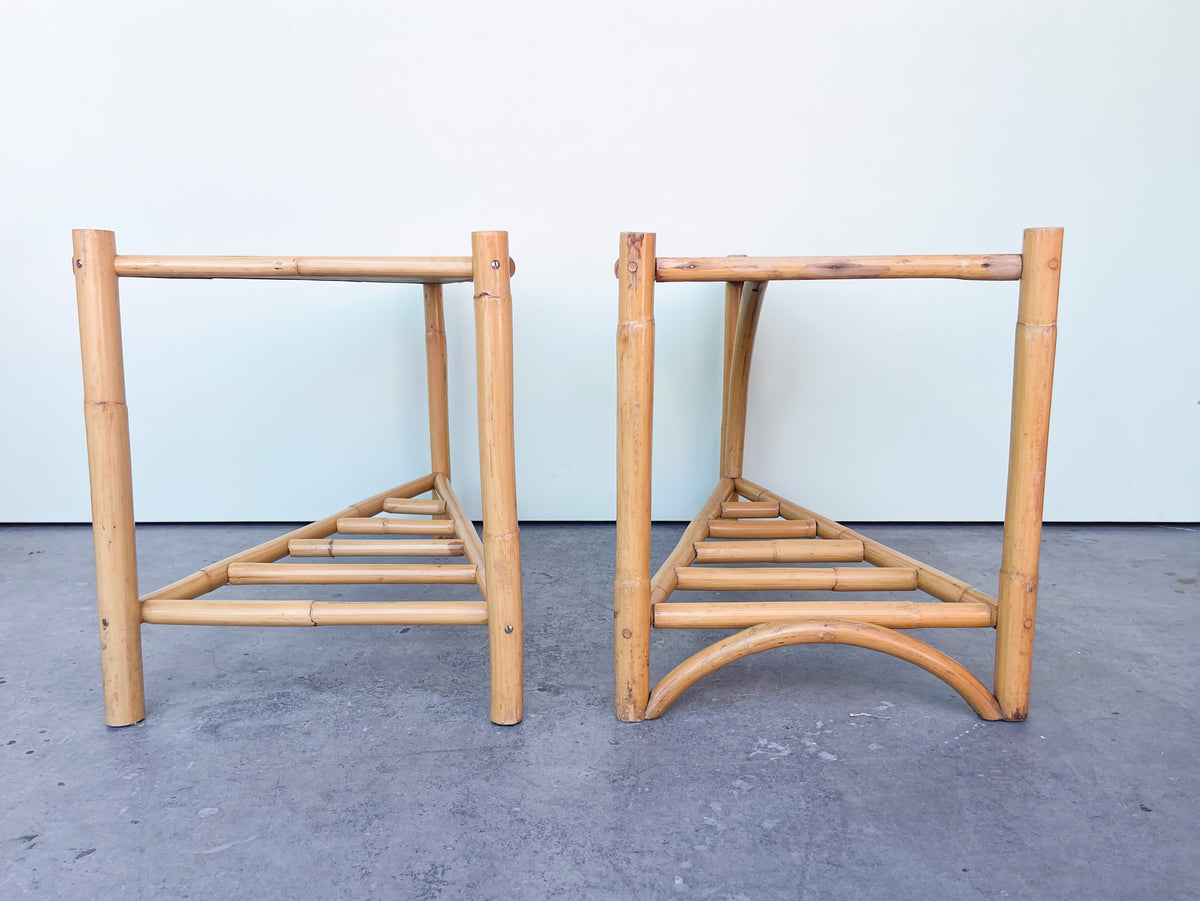 Pair of Old Florida Triangle Side Tables