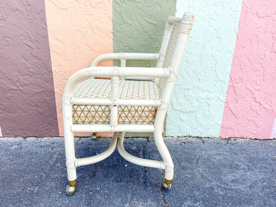 Pair of Ficks Reed Rattan and Cane Arm Chairs
