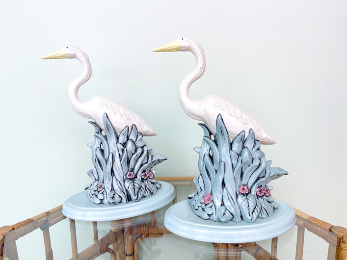 Pair of Old Florida Ceramic Herons