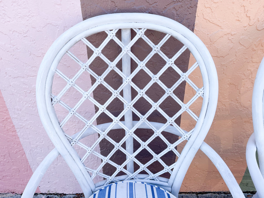 Pair of Island Whimsy Rattan Balloon Back Chairs