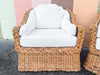 Pair of Braided Rattan Lounge Chairs