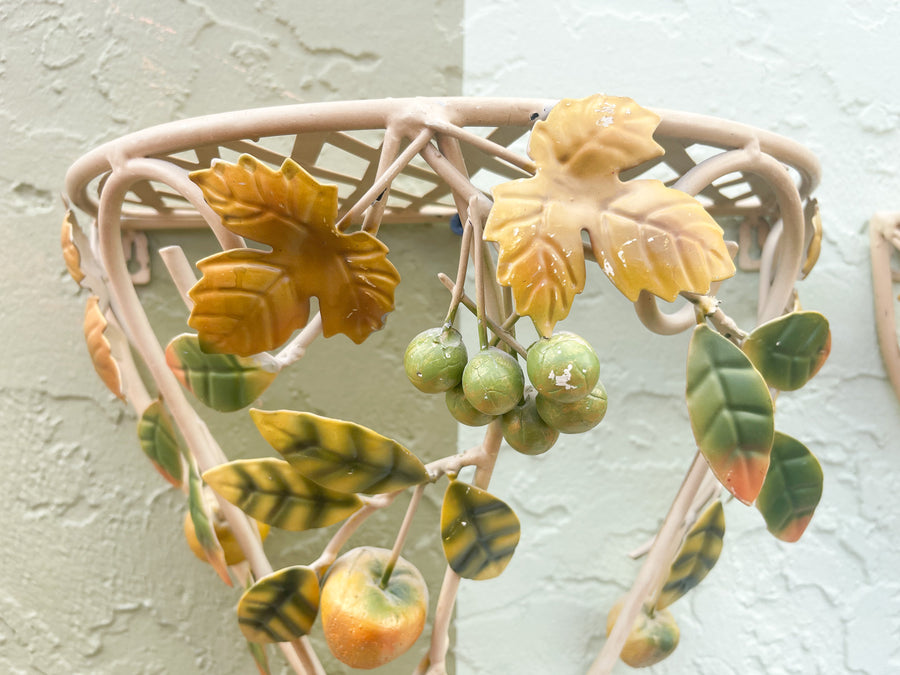 Pair of Tole Fruit Wall Shelves