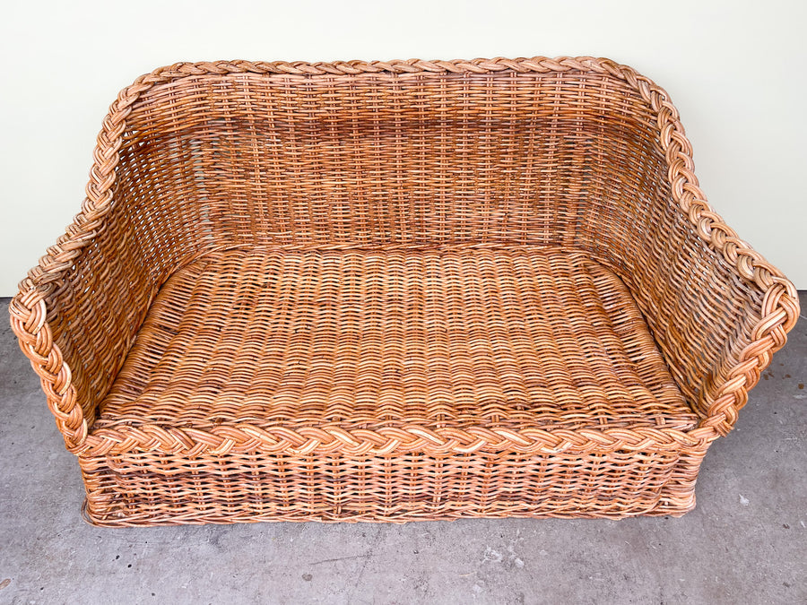 Braided Rattan Settee