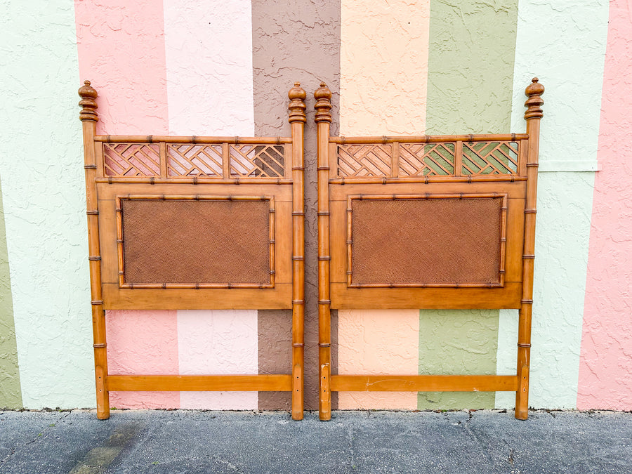 Pair of West Indies Style Faux Bamboo Headboards