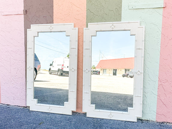 Pair of Faux Bamboo Omega Mirrors