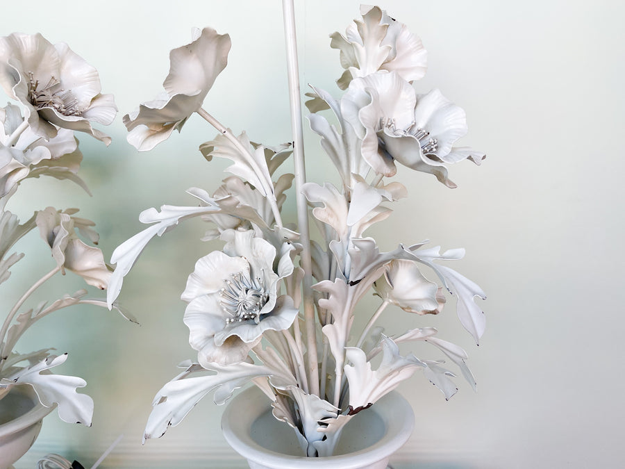 Pair of Italian Tole Flower Lamps