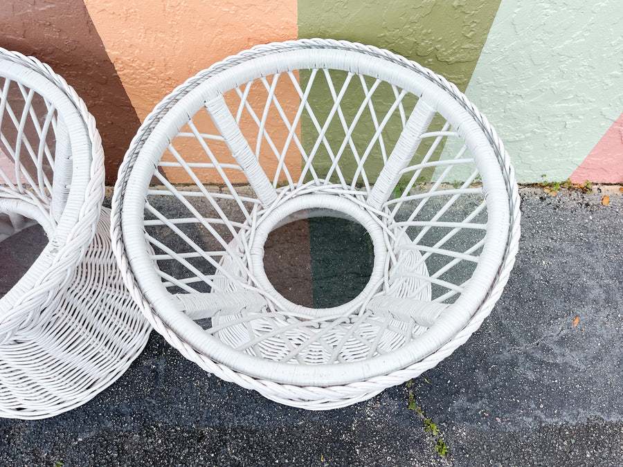 Pair of Braided Rattan Side Tables