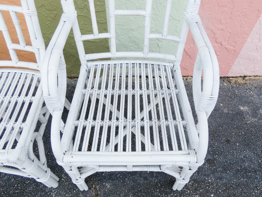 Pair of Painted Rattan Arm Chairs