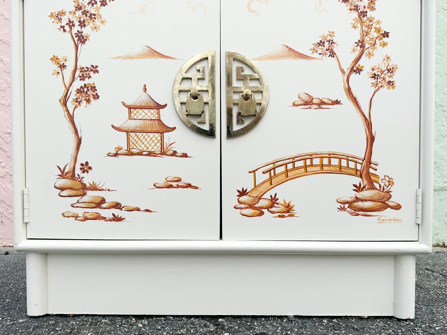 Hand Painted Chinoiserie Oversized Nightstand