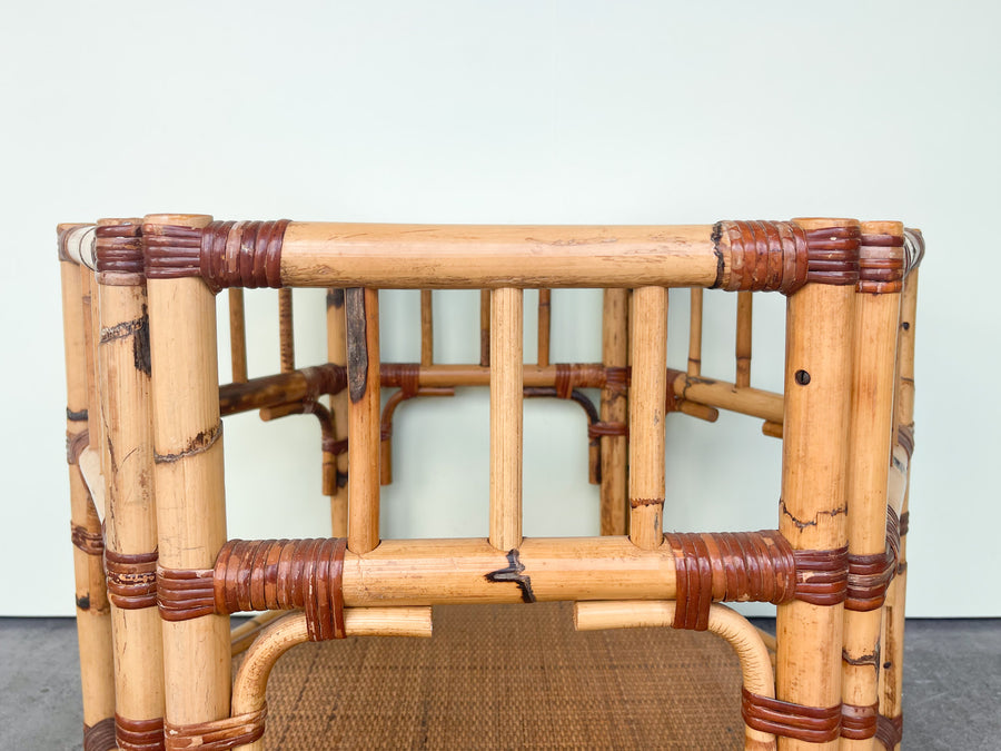 Old Florida Rattan Side Table