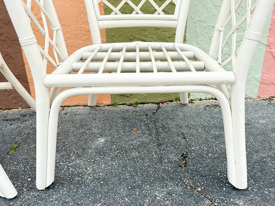 Pair of Rattan Lattice Love Chairs