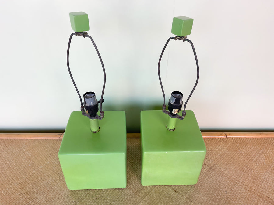 Pair of Lime Cube Lamps