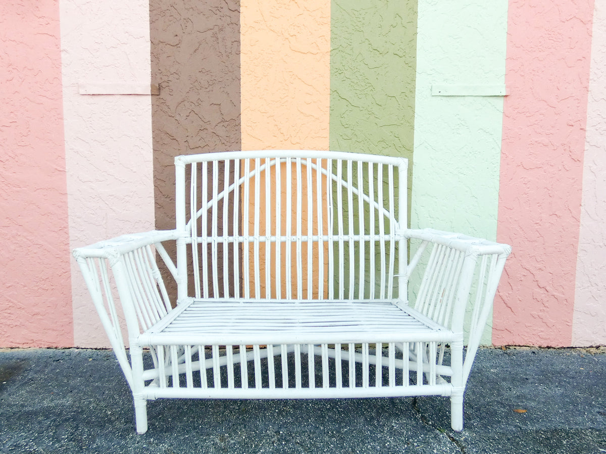 Stick Wicker Painted Loveseat